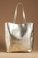 Metallic Faux-Leather Shopper Tote