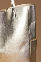 Metallic Faux-Leather Shopper Tote