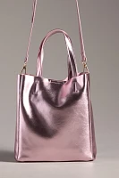 Metallic Mini Faux-Leather Shopper Tote