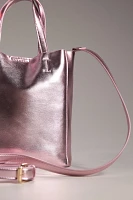 Metallic Mini Faux-Leather Shopper Tote