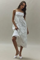 BHLDN Floral Burnout Jacquard Apron Maxi Dress