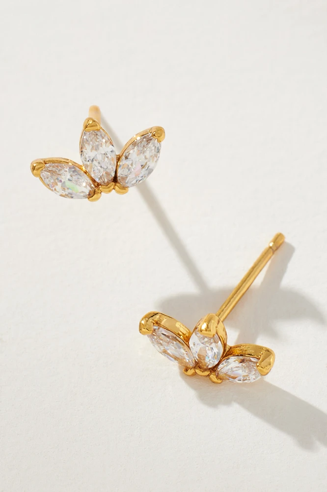 Triple Crown Crystal Post Earrings