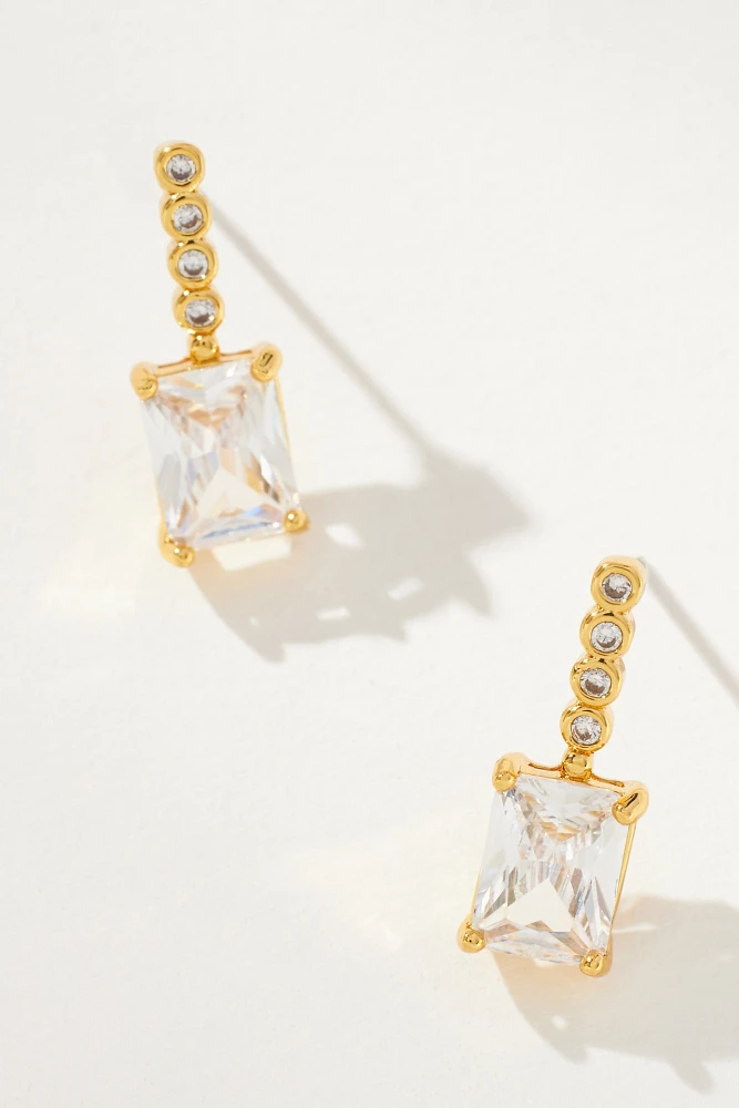 Crystal Rectangle Drop Earrings