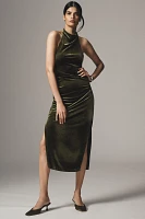 BHLDN Holly Halter Stretch Velvet Midi Dress