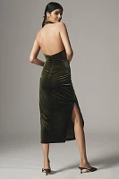 BHLDN Holly Halter Stretch Velvet Midi Dress