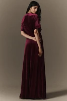 BHLDN Amelia Deep-V Stretch Velvet Maxi Dress