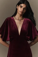 BHLDN Amelia Deep-V Stretch Velvet Maxi Dress