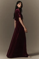 BHLDN Amelia Deep-V Stretch Velvet Maxi Dress