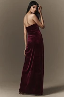 BHLDN Luella Strapless Side-Slit Stretch Velvet Maxi Dress