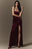 BHLDN Luella Strapless Side-Slit Stretch Velvet Maxi Dress