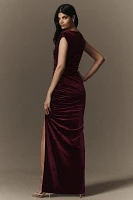 BHLDN Francesca High-Neck Stretch Velvet Maxi Dress