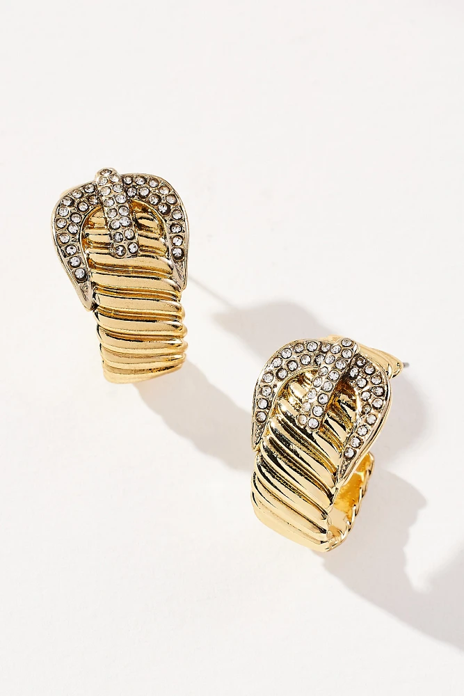 Pavé Ribbed Buckle Earrings