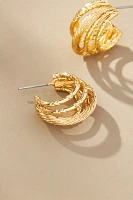 Wide Hammered Cage Hoop Earrings