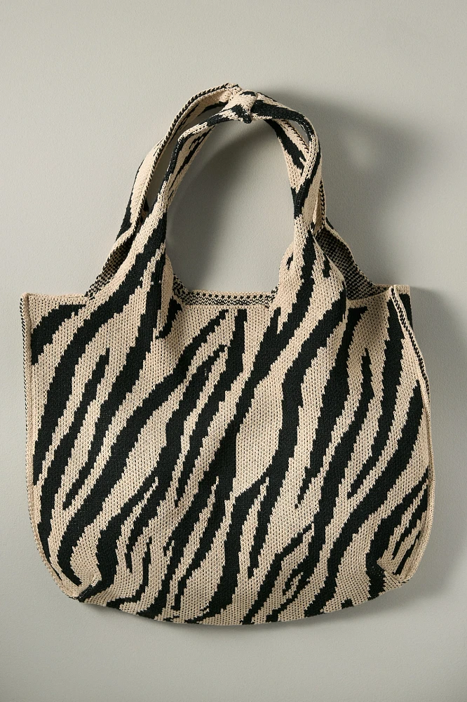 Printed Knit Tote Bag