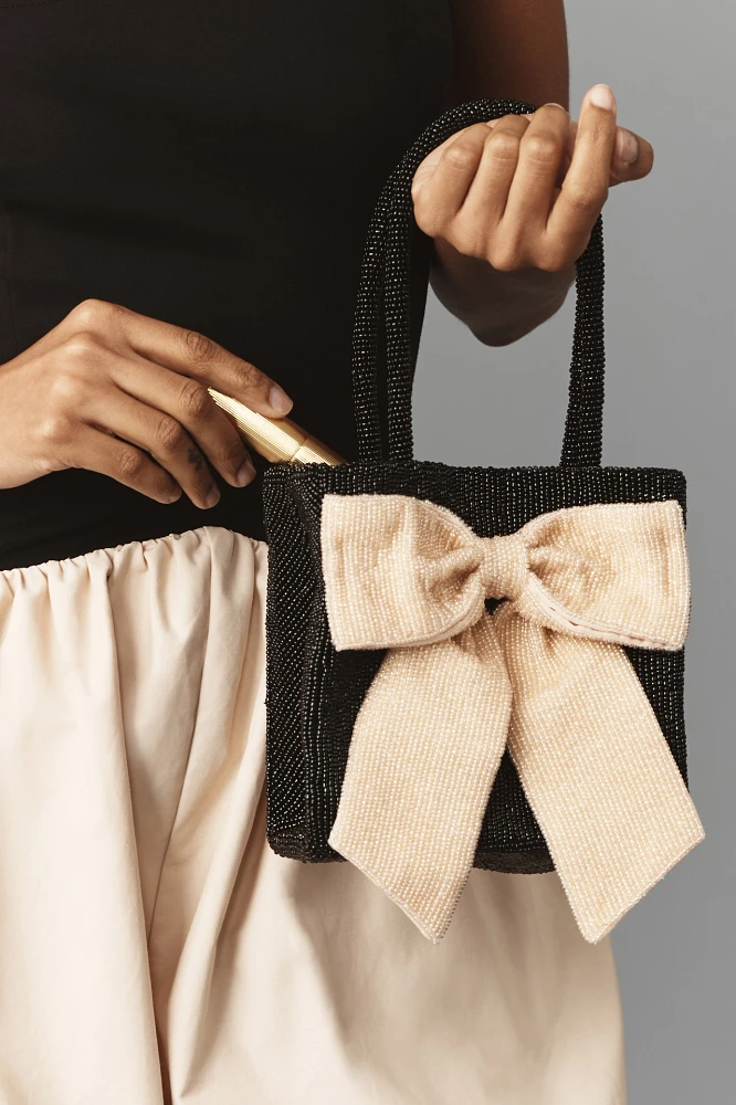 Beaded Bow-Tie Mini Tote Bag