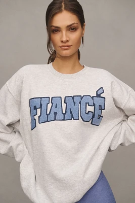 By Anthropologie Weddings Fiancé Patch Crew-Neck Sweatshirt