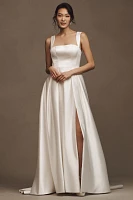 Jenny by Yoo Clara Square-Neck Satin A-Line Wedding Gown