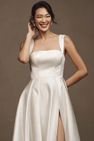 Jenny by Yoo Clara Square-Neck Satin A-Line Wedding Gown