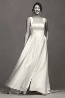 Jenny by Yoo Clara Square-Neck Satin A-Line Wedding Gown