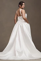 Jenny by Yoo Clara Square-Neck Satin A-Line Wedding Gown