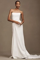 Jenny by Yoo Tricia Fit & Flare Appliqué Crepe Wedding Gown