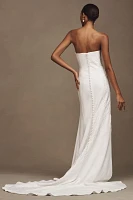 Jenny by Yoo Tricia Fit & Flare Appliqué Crepe Wedding Gown