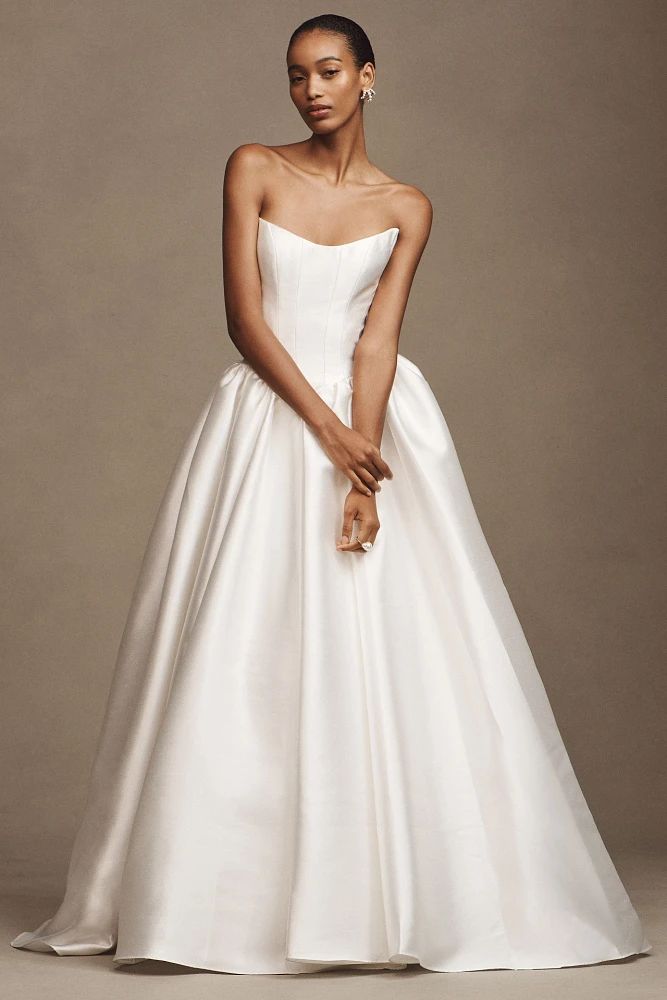 Jenny by Yoo Milena Strapless Drop-Waist Mikado Wedding Gown