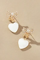 Shell Heart Bow Drop Earrings