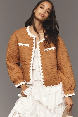 By Anthropologie Zigzag-Trim Quilted Jacket