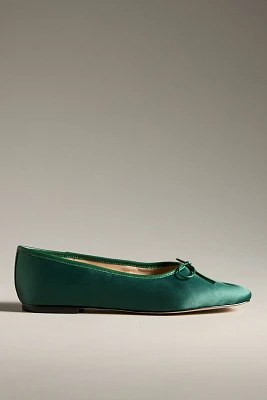 Maeve Satin Square-Toe Ballet Flats