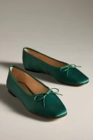 Maeve Satin Square-Toe Ballet Flats