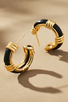 Leather Ribbed Hoop Earrings