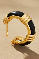 Leather Ribbed Hoop Earrings