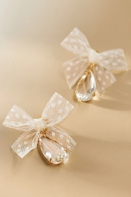 Petite Moments Bow and Crystal Drop Earrings