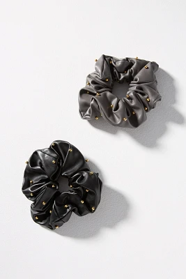 Faux Leather Scrunchies, Set of 2