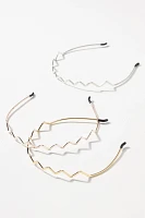 Mixed Metal Wavy Headbands, Set of 3