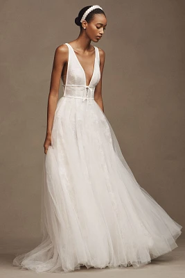 Willowby by Watters Dahlia Sleeveless V-Neck Tulle A-Line Wedding Gown