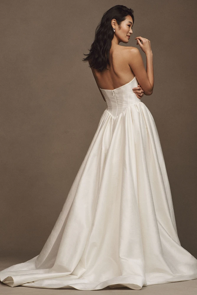 Willowby by Watters Ember Strapless Drop-Waist Dupioni Wedding Gown