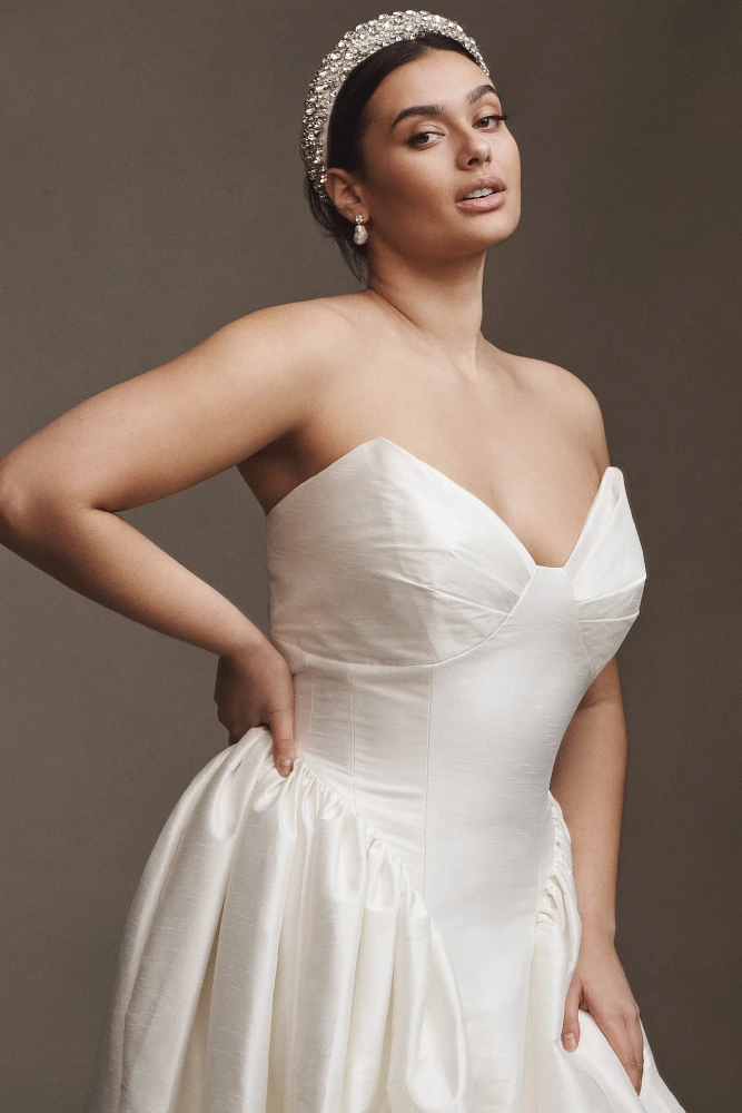 Willowby by Watters Ember Strapless Drop-Waist Dupioni Wedding Gown