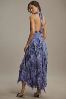 BHLDN Juliette Long-Sleeve V-Neck Chiffon Ruffle Maxi Dress