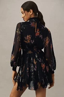 BHLDN Lior Long-Sleeve Turtleneck Chiffon Mini Dress