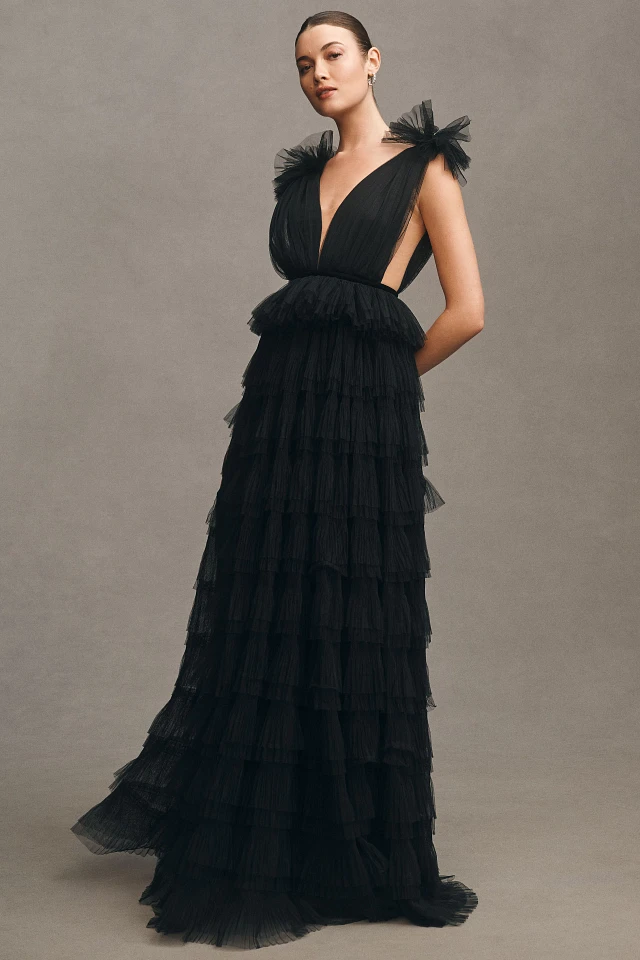 SAU LEE Sabrina V-Neck A-Line Tulle Gown at MarketFair Shoppes in  Princeton, NJ