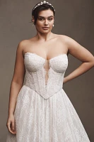 Wtoo by Watters Charlotte Strapless Basque-Waist A-Line Lace Wedding Gown