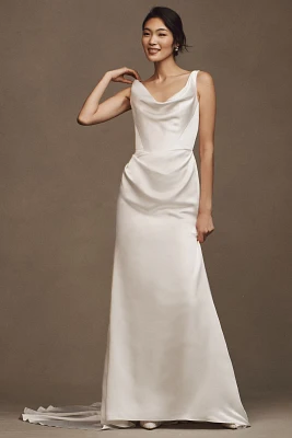 Wtoo by Watters Gigi Draped U-Neck Column Wedding Gown