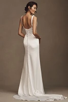 Wtoo by Watters Gigi Draped U-Neck Column Wedding Gown