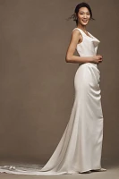 Wtoo by Watters Gigi Draped U-Neck Column Wedding Gown