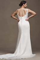 Wtoo by Watters Gigi Draped U-Neck Column Wedding Gown