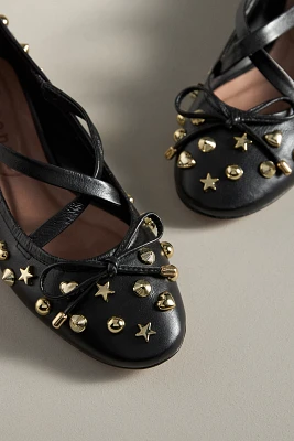 Vicenza Studded Crisscross Ballet Flats