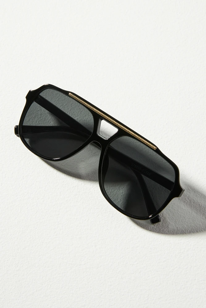 Gold Brow Aviator Sunglasses