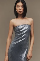 Hutch Strapless Sequin Back-Slit Column Midi Dress